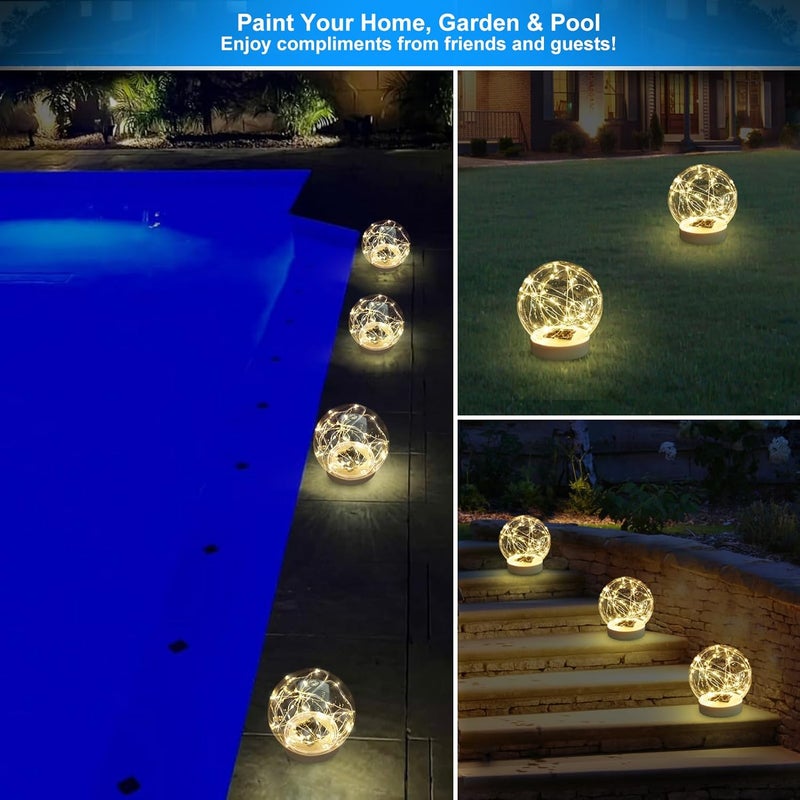 LENONE Floating Pool Lights Solar Powered, 6.5 Inch Warm White Light Up Solar Pool Lights That Float, Updated Waterproof Floating Pool Balls for Patio Party Decor(2 Piece) - Image 3
